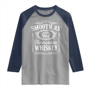 Smooth As Tennessee Whiskey Distillery Barrel Vintage Raglan Shirt TS02 Sport Gray Navy Print Your Wear
