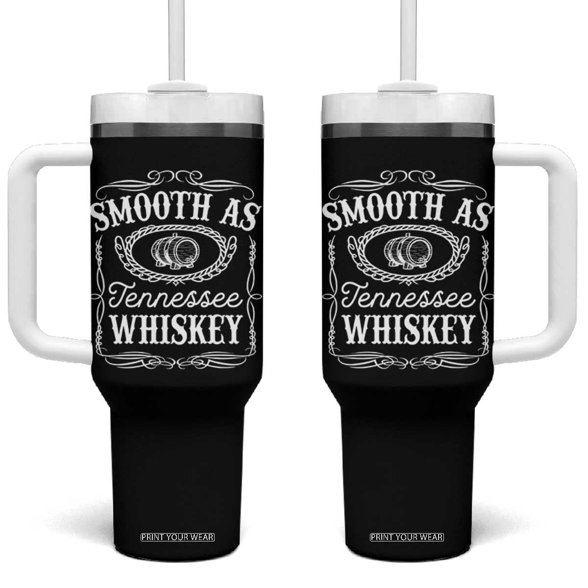 Smooth As Tennessee Whiskey Distillery Barrel Vintage Tumbler With Handle TS02 One Size: 40 oz Black Print Your Wear