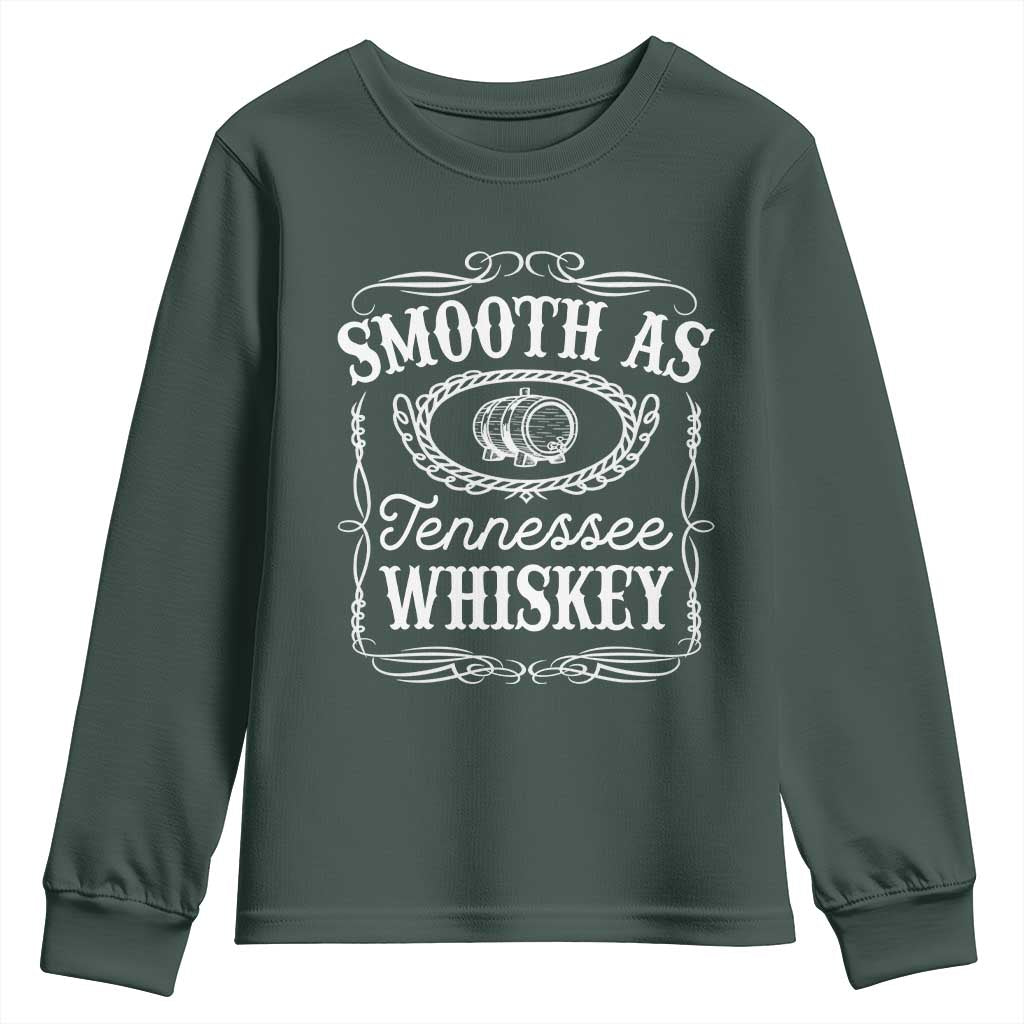 Smooth As Tennessee Whiskey Distillery Barrel Vintage Youth Sweatshirt TS02 Dark Forest Green Print Your Wear