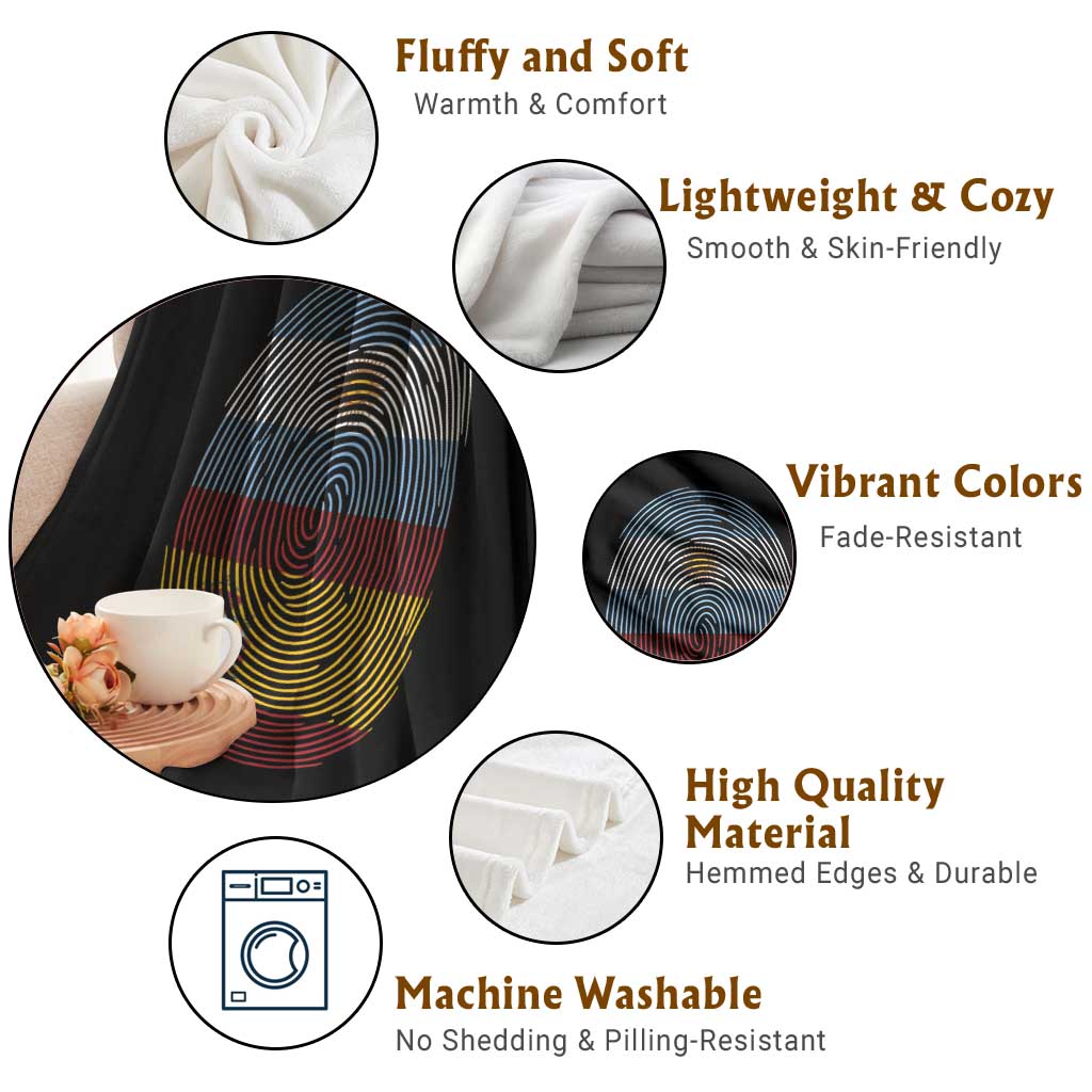 Argentina Spain Flag Fingerprint Graphic Throw Blanket Dual Heritage Spanish Argetine Pride Match Day