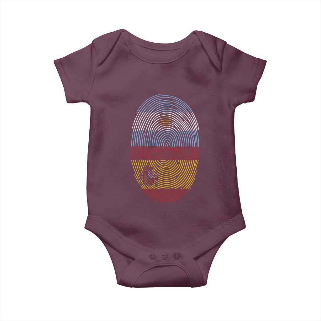 Argentina Spain Flag Fingerprint Graphic Baby Onesie Dual Heritage Spanish Argetine Pride Match Day