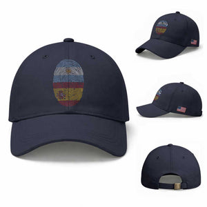 Argentina Spain Flag Fingerprint Graphic Baseball Cap Dual Heritage Spanish Argetine Pride Match Day