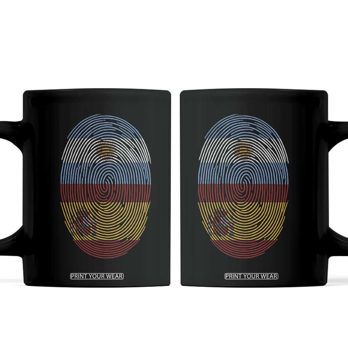 Argentina Spain Flag Fingerprint Graphic Coffee Mug Dual Heritage Spanish Argetine Pride Match Day TS02 Black Print Your Wear