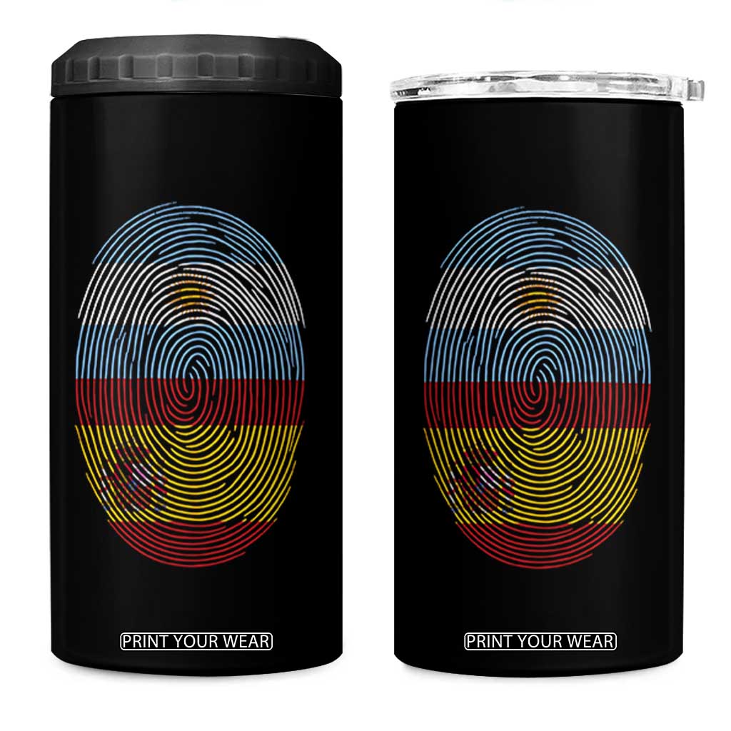 Argentina Spain Flag Fingerprint Graphic 4 in 1 Can Cooler Tumbler Dual Heritage Spanish Argetine Pride Match Day TS02 One Size: 16 oz Black Print Your Wear