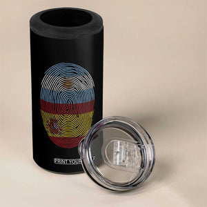 Argentina Spain Flag Fingerprint Graphic 4 in 1 Can Cooler Tumbler Dual Heritage Spanish Argetine Pride Match Day