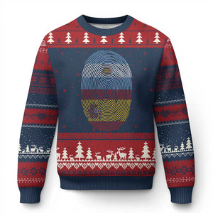 Argentina Spain Flag Fingerprint Graphic Ugly Christmas Sweater Dual Heritage Spanish Argetine Pride Match Day