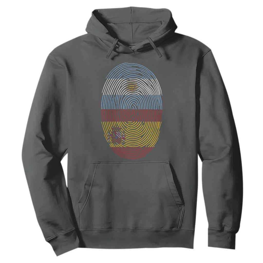 Argentina Spain Flag Fingerprint Graphic Hoodie Dual Heritage Spanish Argetine Pride Match Day