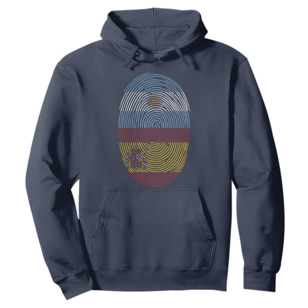 Argentina Spain Flag Fingerprint Graphic Hoodie Dual Heritage Spanish Argetine Pride Match Day
