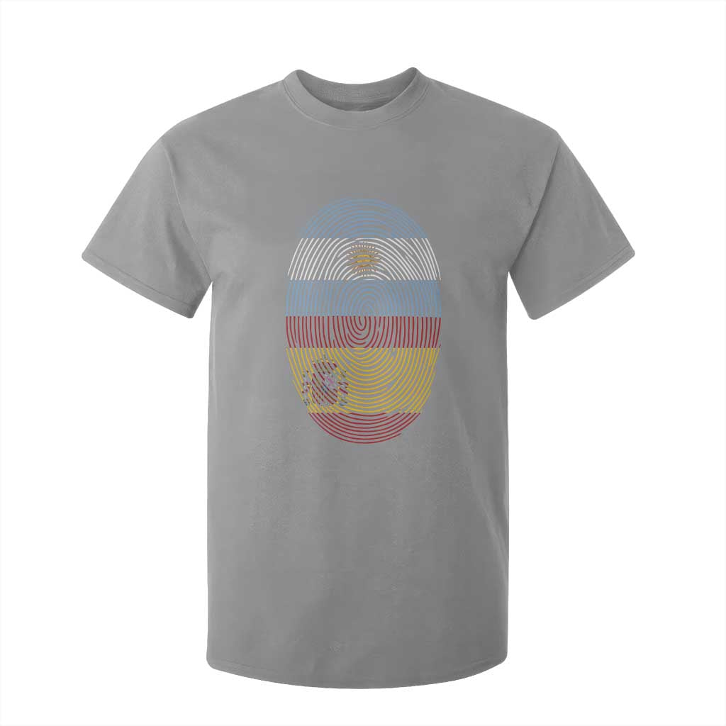 Argentina Spain Flag Fingerprint Graphic T Shirt For Kid Dual Heritage Spanish Argetine Pride Match Day