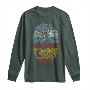 Argentina Spain Flag Fingerprint Graphic Long Sleeve Shirt Dual Heritage Spanish Argetine Pride Match Day