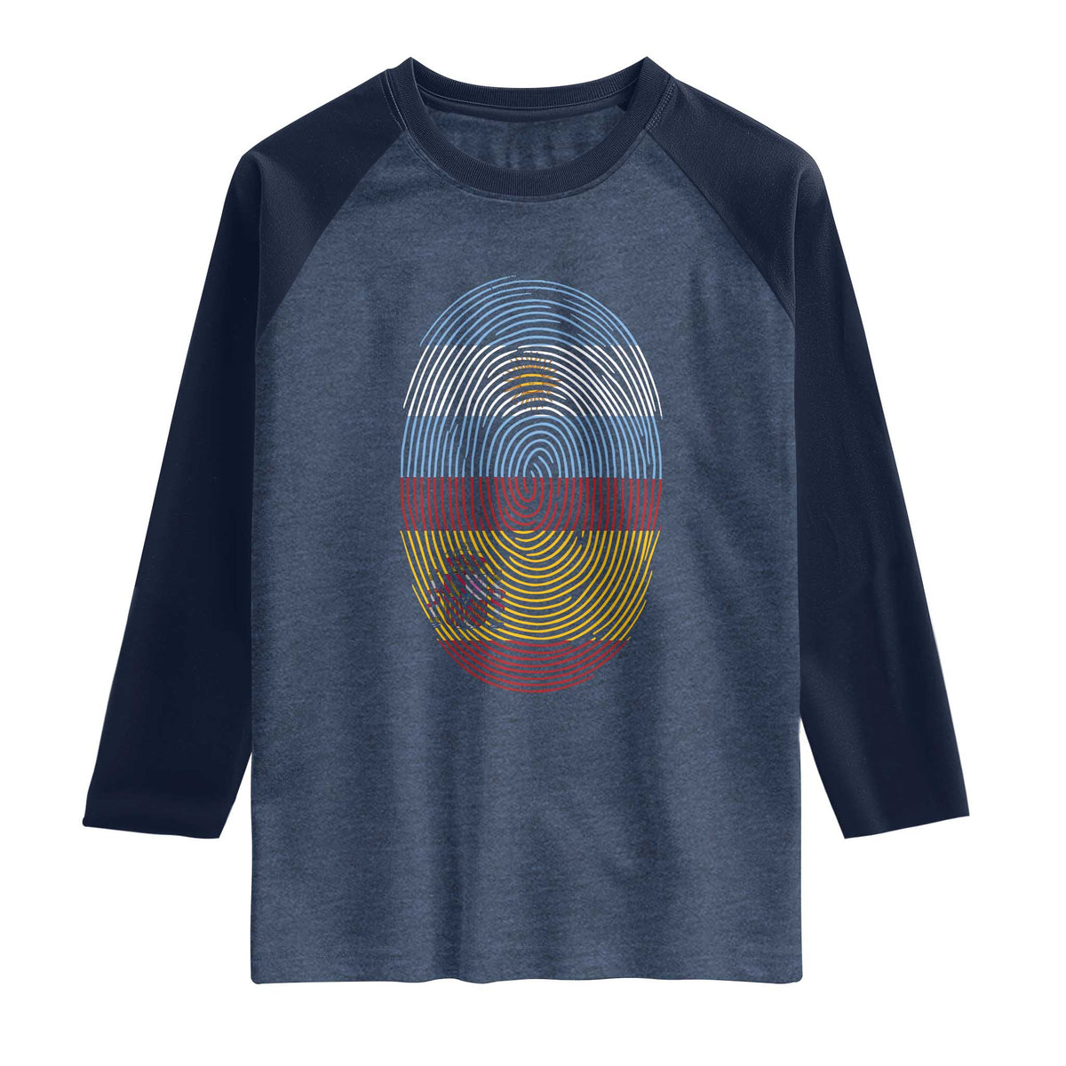 Argentina Spain Flag Fingerprint Graphic Raglan Shirt Dual Heritage Spanish Argetine Pride Match Day