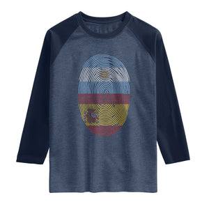 Argentina Spain Flag Fingerprint Graphic Raglan Shirt Dual Heritage Spanish Argetine Pride Match Day