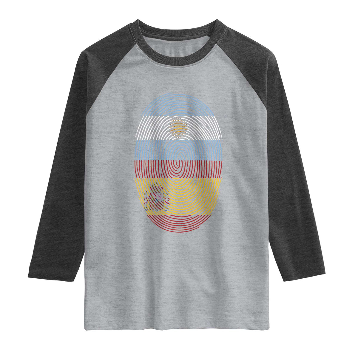 Argentina Spain Flag Fingerprint Graphic Raglan Shirt Dual Heritage Spanish Argetine Pride Match Day