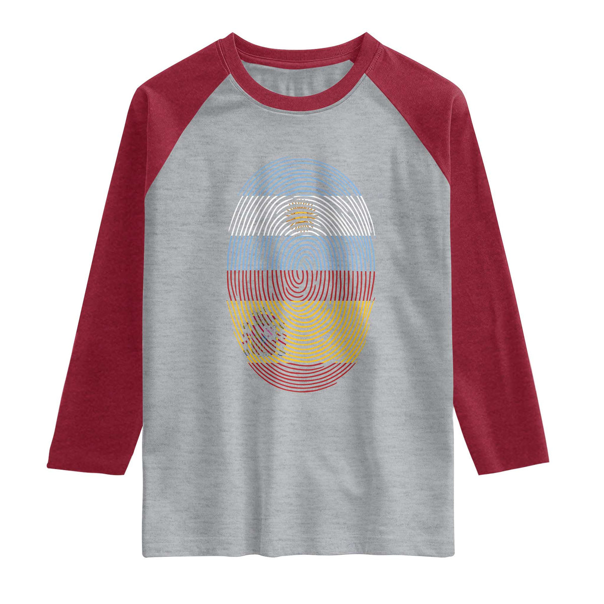Argentina Spain Flag Fingerprint Graphic Raglan Shirt Dual Heritage Spanish Argetine Pride Match Day