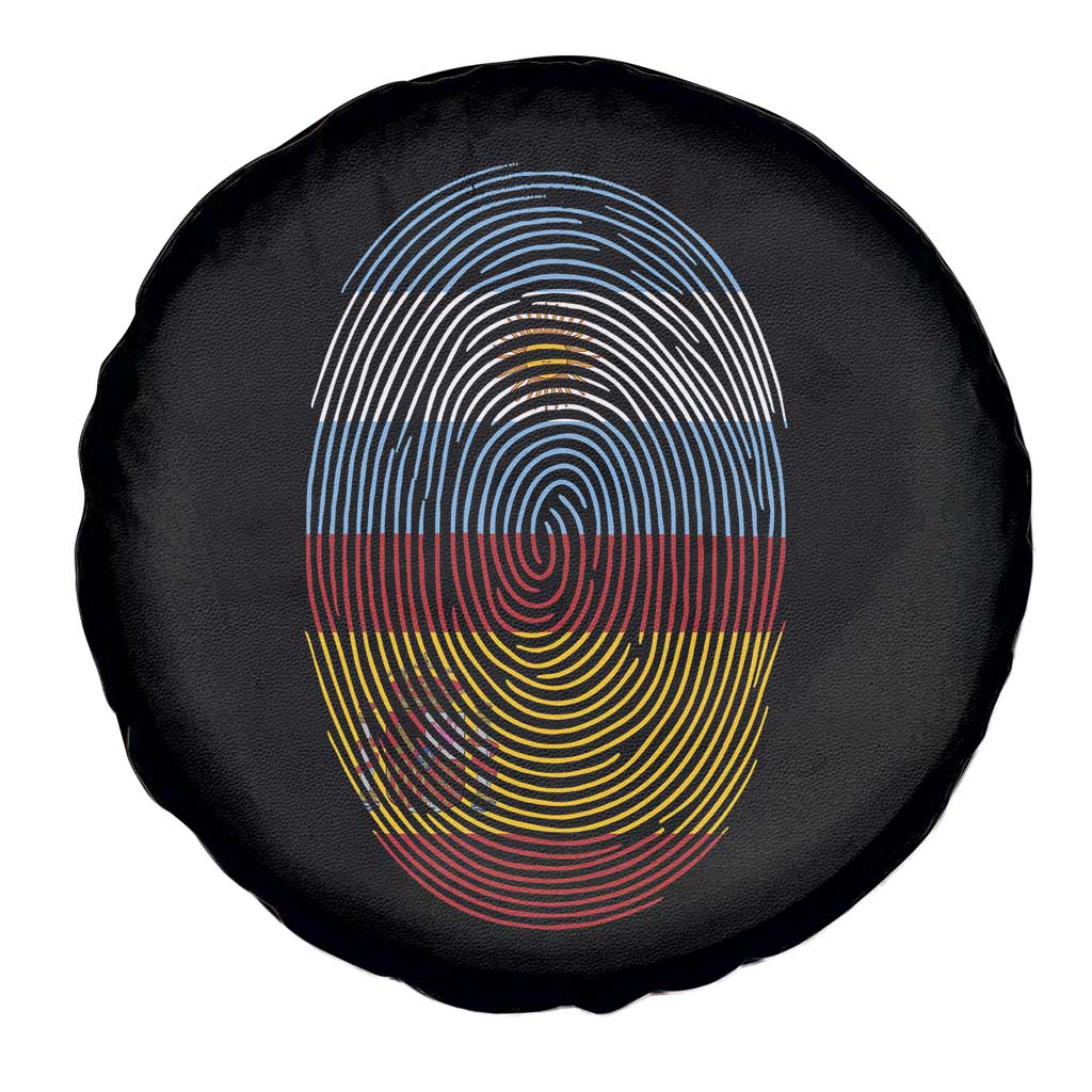 Argentina Spain Flag Fingerprint Graphic Spare Tire Cover Dual Heritage Spanish Argetine Pride Match Day