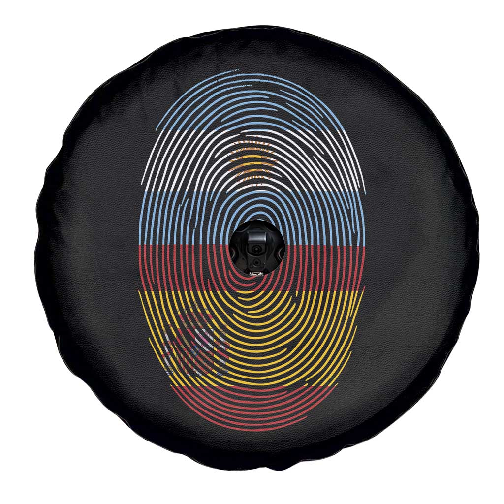 Argentina Spain Flag Fingerprint Graphic Spare Tire Cover Dual Heritage Spanish Argetine Pride Match Day
