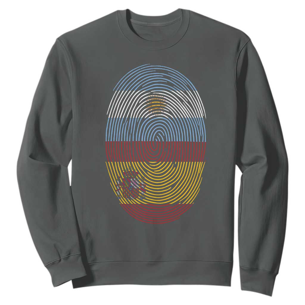Argentina Spain Flag Fingerprint Graphic Sweatshirt Dual Heritage Spanish Argetine Pride Match Day