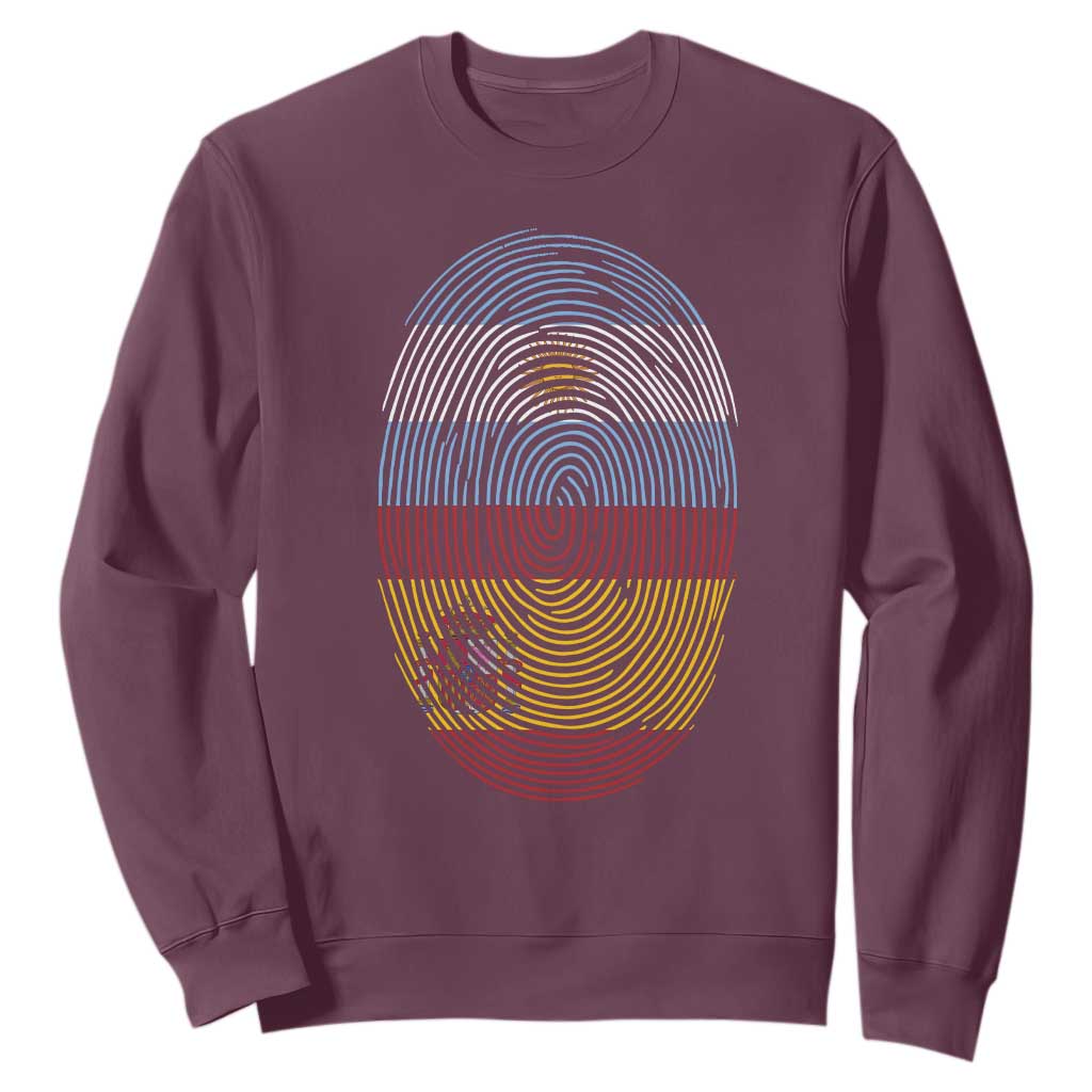 Argentina Spain Flag Fingerprint Graphic Sweatshirt Dual Heritage Spanish Argetine Pride Match Day