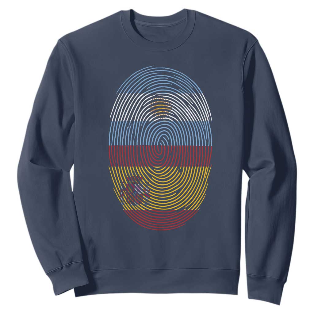 Argentina Spain Flag Fingerprint Graphic Sweatshirt Dual Heritage Spanish Argetine Pride Match Day