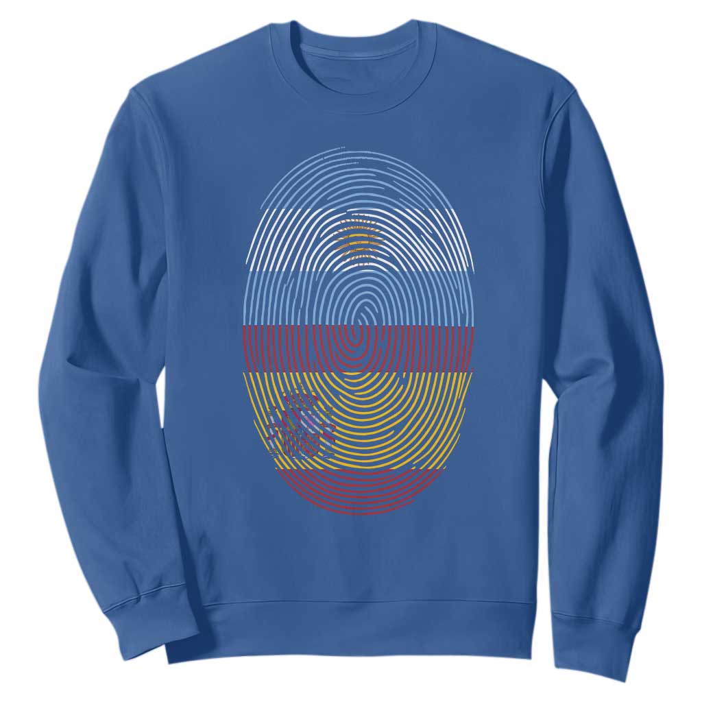 Argentina Spain Flag Fingerprint Graphic Sweatshirt Dual Heritage Spanish Argetine Pride Match Day