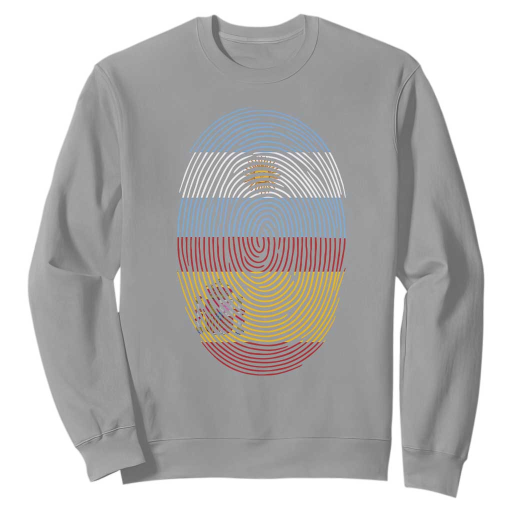 Argentina Spain Flag Fingerprint Graphic Sweatshirt Dual Heritage Spanish Argetine Pride Match Day