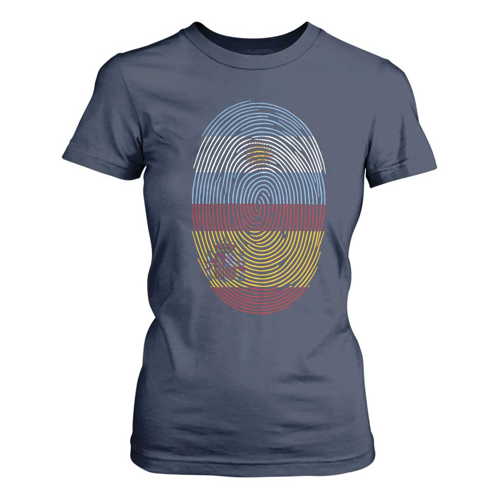 Argentina Spain Flag Fingerprint Graphic T Shirt For Women Dual Heritage Spanish Argetine Pride Match Day