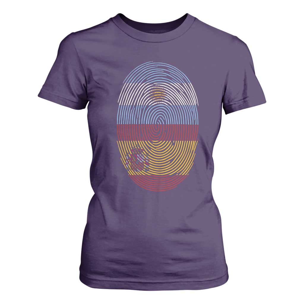 Argentina Spain Flag Fingerprint Graphic T Shirt For Women Dual Heritage Spanish Argetine Pride Match Day