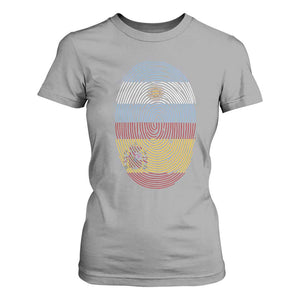 Argentina Spain Flag Fingerprint Graphic T Shirt For Women Dual Heritage Spanish Argetine Pride Match Day