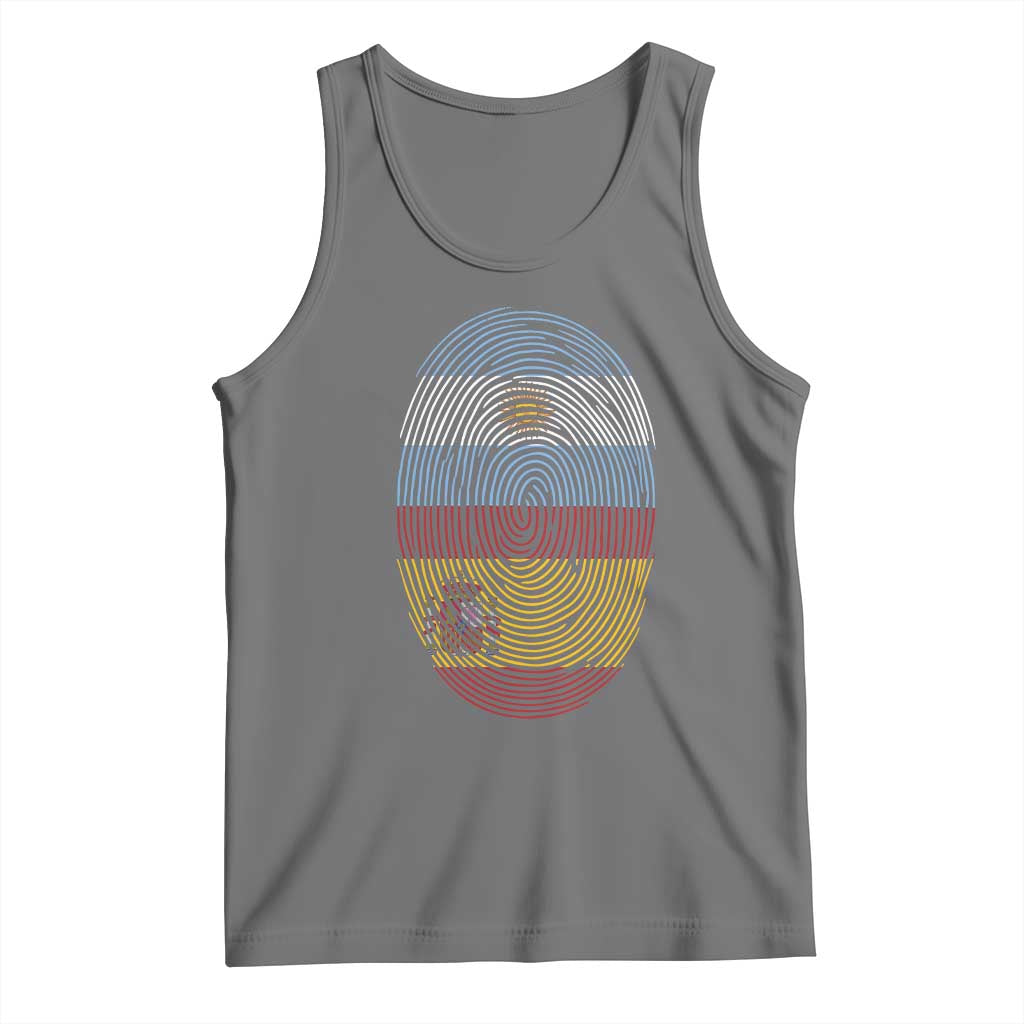 Argentina Spain Flag Fingerprint Graphic Tank Top Dual Heritage Spanish Argetine Pride Match Day