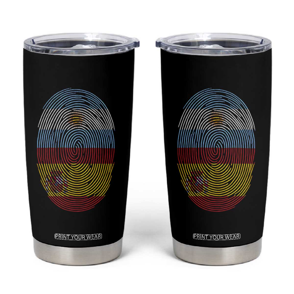 Argentina Spain Flag Fingerprint Graphic Tumbler Cup Dual Heritage Spanish Argetine Pride Match Day