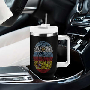 Argentina Spain Flag Fingerprint Graphic Tumbler With Handle Dual Heritage Spanish Argetine Pride Match Day