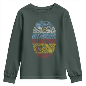 Argentina Spain Flag Fingerprint Graphic Youth Sweatshirt Dual Heritage Spanish Argetine Pride Match Day