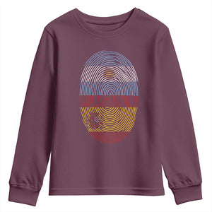 Argentina Spain Flag Fingerprint Graphic Youth Sweatshirt Dual Heritage Spanish Argetine Pride Match Day