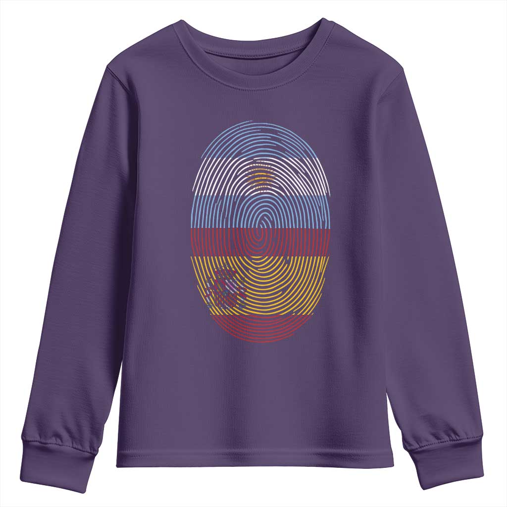 Argentina Spain Flag Fingerprint Graphic Youth Sweatshirt Dual Heritage Spanish Argetine Pride Match Day
