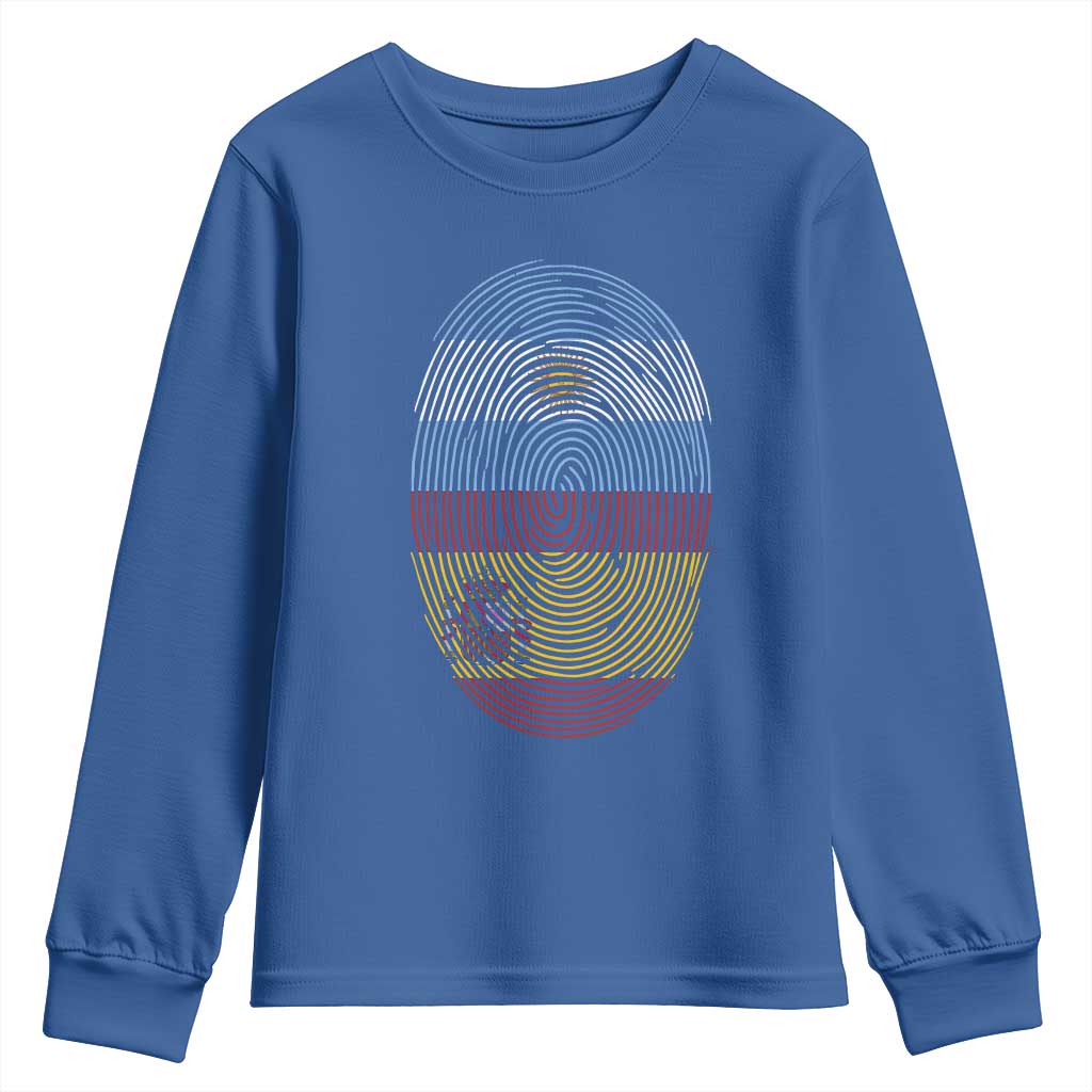 Argentina Spain Flag Fingerprint Graphic Youth Sweatshirt Dual Heritage Spanish Argetine Pride Match Day