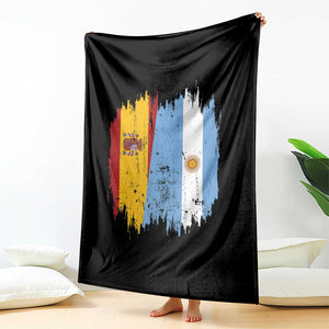 Argentina Spain Dual Heritage Flag Graphic Throw Blanket Vintage Spanish Argetine Match Day Pride