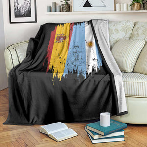 Argentina Spain Dual Heritage Flag Graphic Throw Blanket Vintage Spanish Argetine Match Day Pride