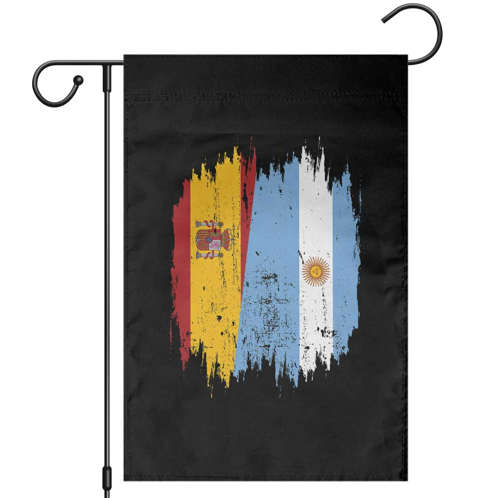 Argentina Spain Dual Heritage Flag Graphic Garden Flag Vintage Spanish Argetine Match Day Pride TS02 Black Print Your Wear