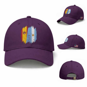 Argentina Spain Dual Heritage Flag Graphic Baseball Cap Vintage Spanish Argetine Match Day Pride