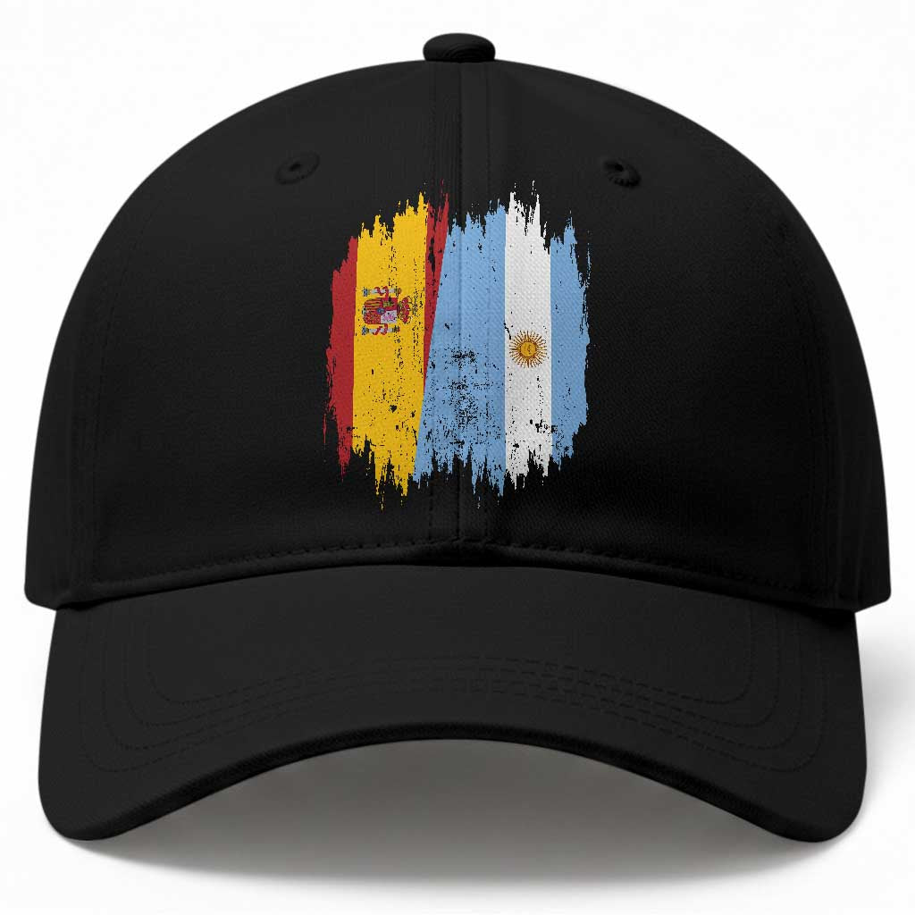 Argentina Spain Dual Heritage Flag Graphic Baseball Cap Vintage Spanish Argetine Match Day Pride TS02 Print Your Wear