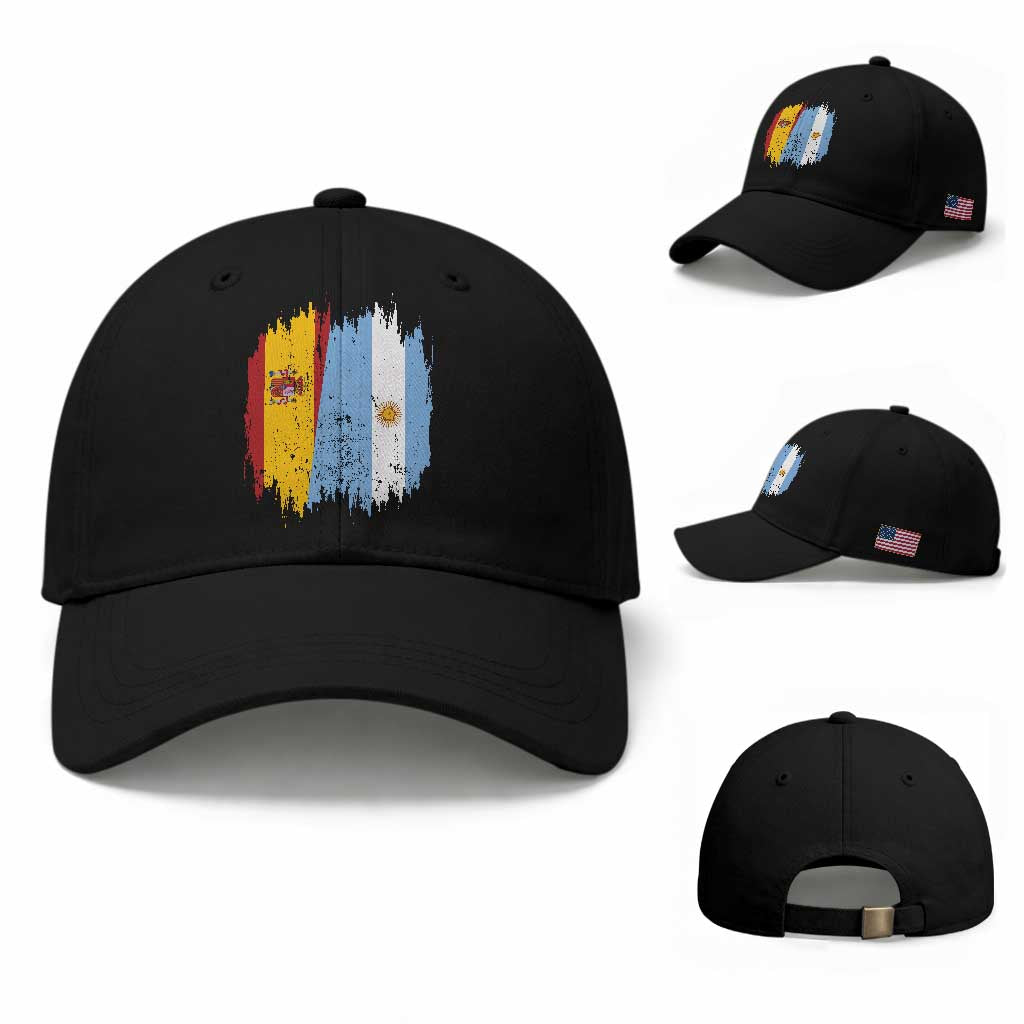 Argentina Spain Dual Heritage Flag Graphic Baseball Cap Vintage Spanish Argetine Match Day Pride