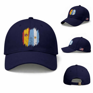 Argentina Spain Dual Heritage Flag Graphic Baseball Cap Vintage Spanish Argetine Match Day Pride