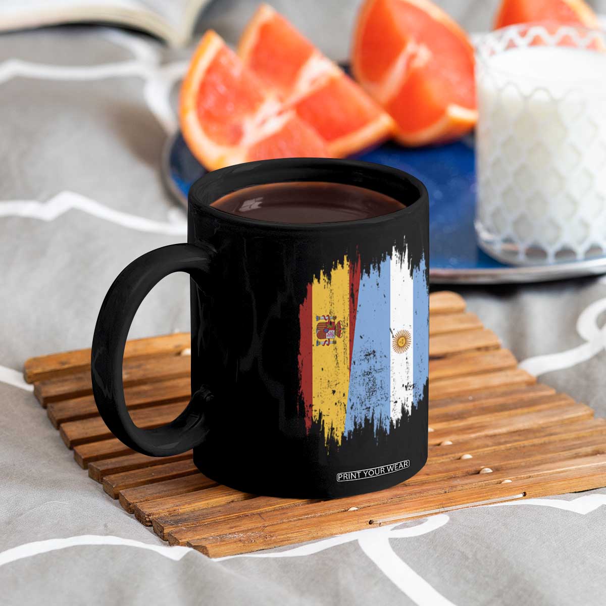 Argentina Spain Dual Heritage Flag Graphic Coffee Mug Vintage Spanish Argetine Match Day Pride