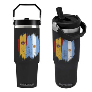 Argentina Spain Dual Heritage Flag Graphic Flip Straw Tumbler Vintage Spanish Argetine Match Day Pride