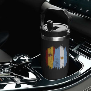 Argentina Spain Dual Heritage Flag Graphic Flip Straw Tumbler Vintage Spanish Argetine Match Day Pride