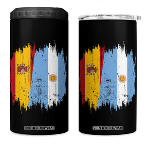 Argentina Spain Dual Heritage Flag Graphic 4 in 1 Can Cooler Tumbler Vintage Spanish Argetine Match Day Pride