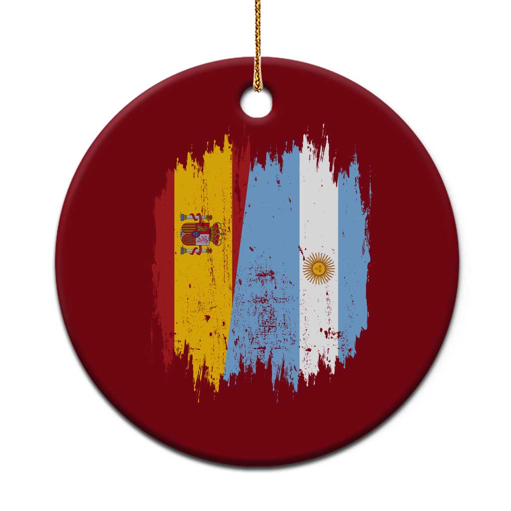 Argentina Spain Dual Heritage Flag Graphic Ceramic Ornament Vintage Spanish Argetine Match Day Pride