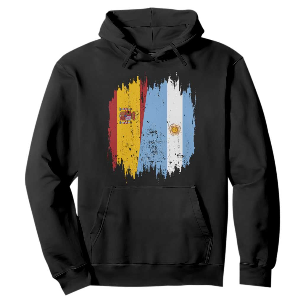 Argentina Spain Dual Heritage Flag Graphic Hoodie Vintage Spanish Argetine Match Day Pride