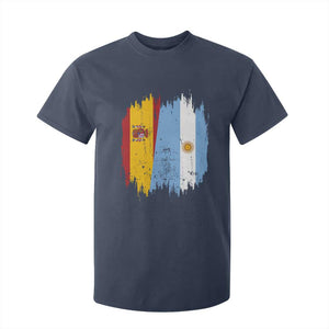 Argentina Spain Dual Heritage Flag Graphic T Shirt For Kid Vintage Spanish Argetine Match Day Pride