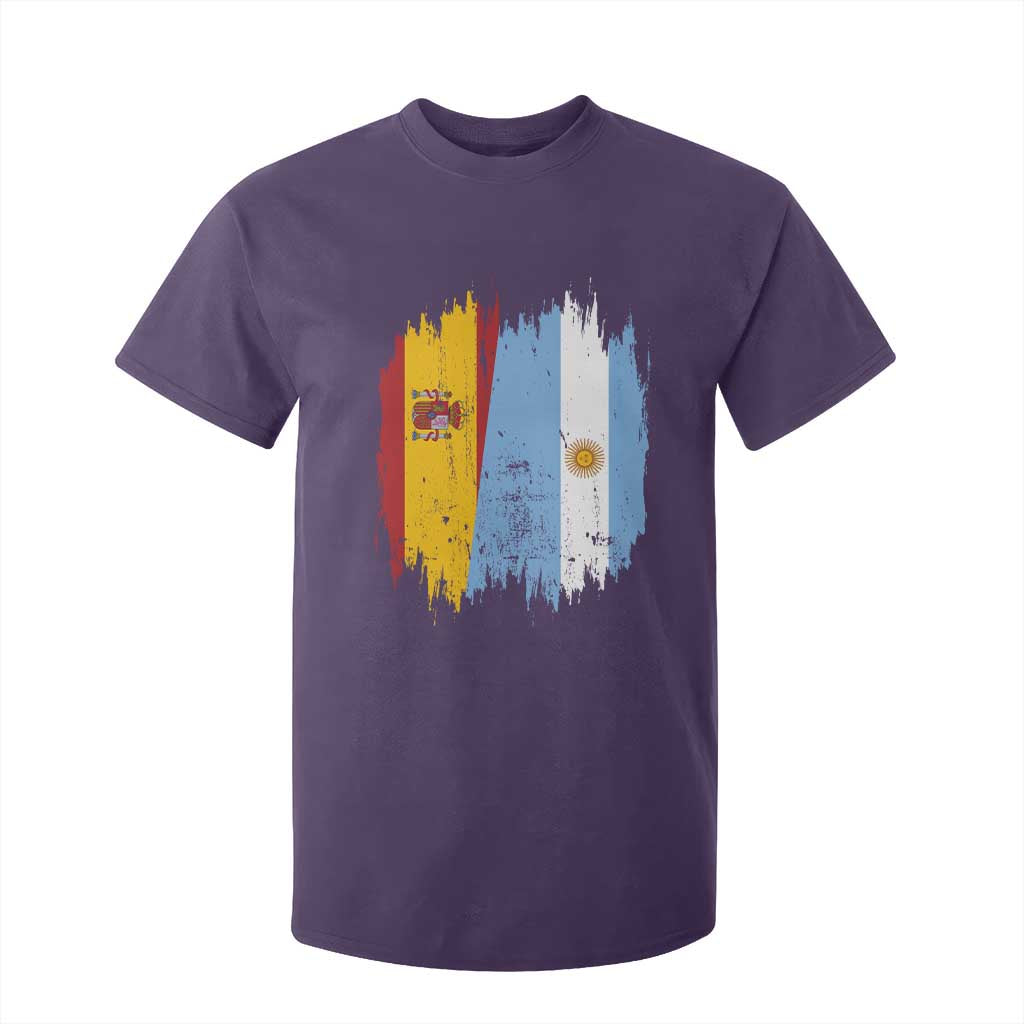 Argentina Spain Dual Heritage Flag Graphic T Shirt For Kid Vintage Spanish Argetine Match Day Pride